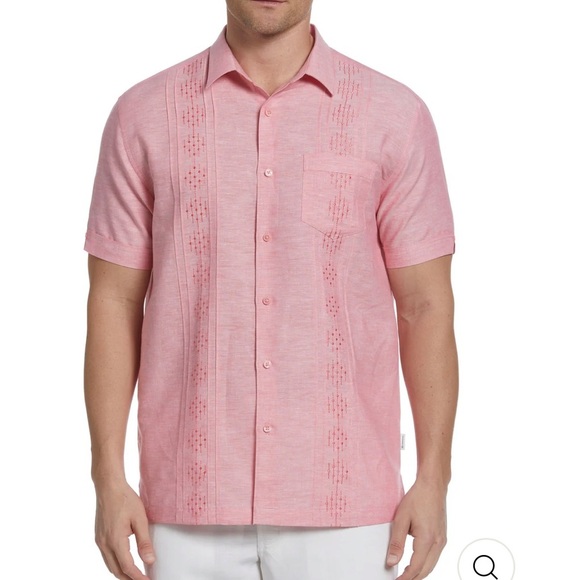 Cubavera Men's Pink Short Sleeve Button Down Shirt - Picture 1 of 15